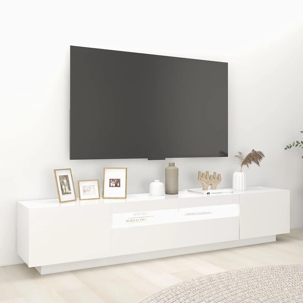 TV ormarić s LED svjetlima bijeli 200 x 35 x 40 cm