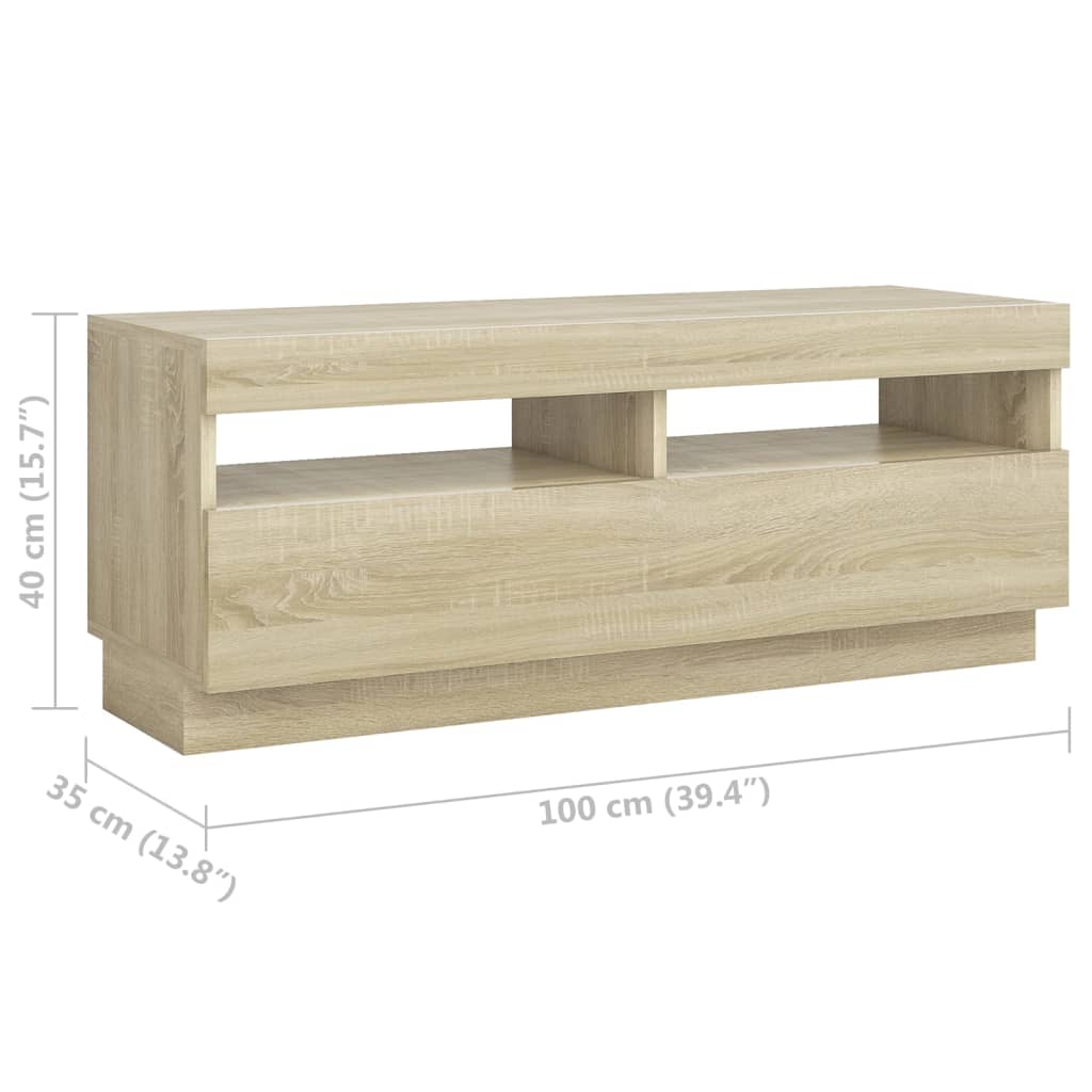 TV ormarić s LED svjetlima boja hrasta sonome 200 x 35 x 40 cm