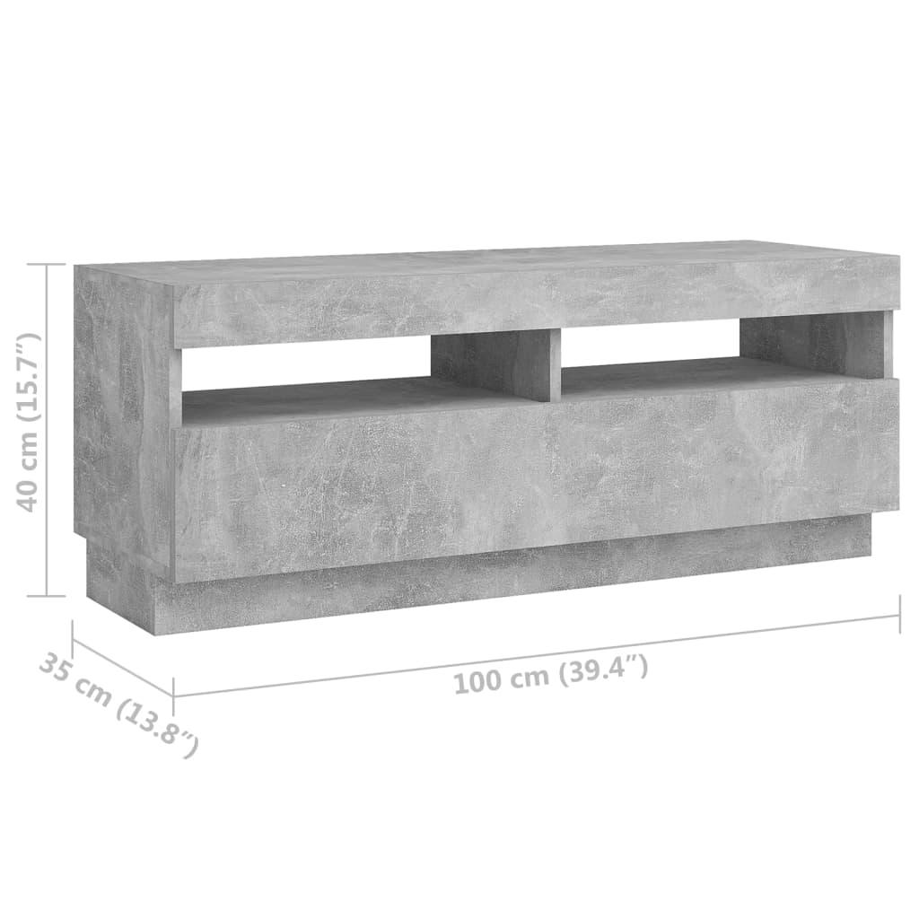 TV ormarić s LED svjetlima siva boja betona 300 x 35 x 40 cm