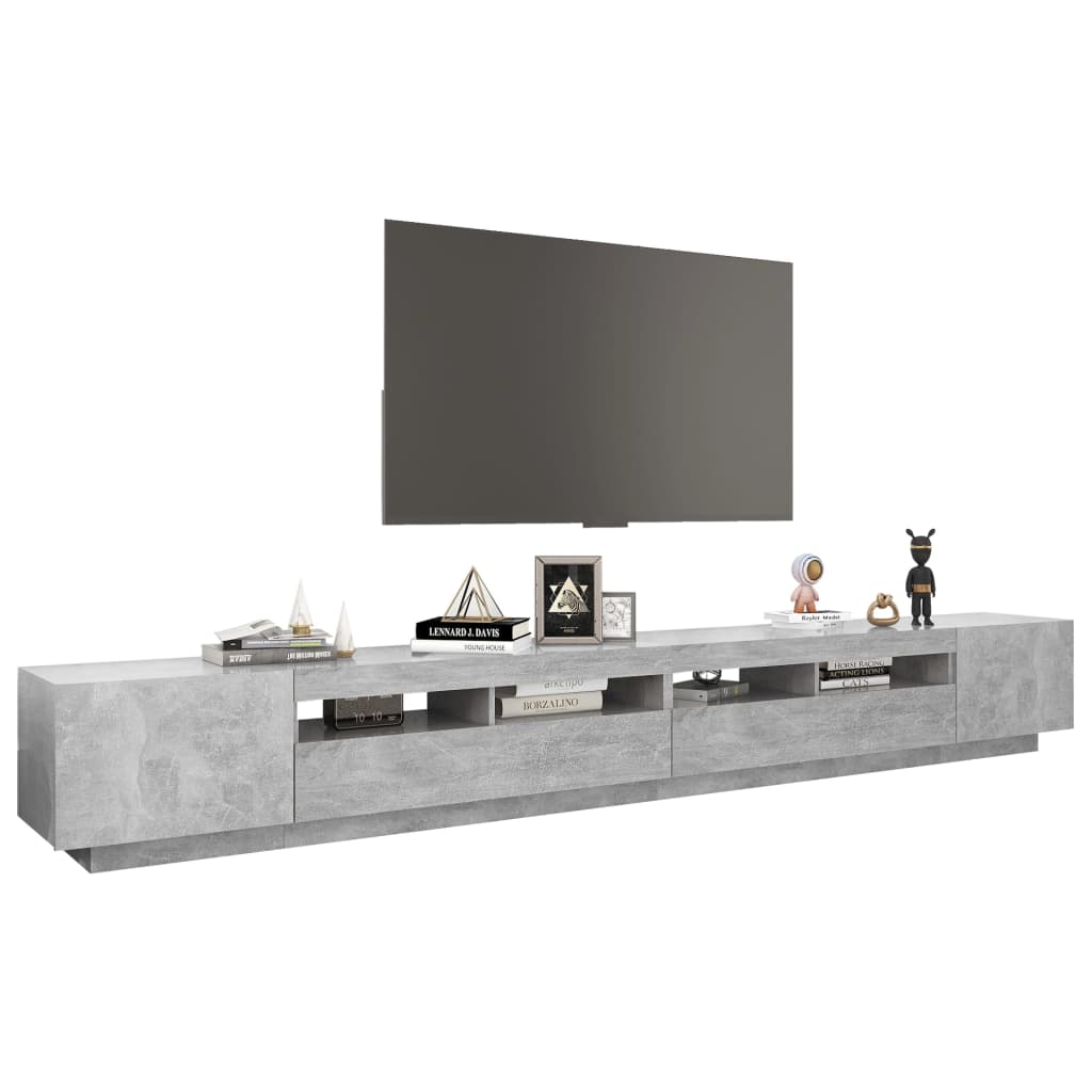 TV ormarić s LED svjetlima siva boja betona 300 x 35 x 40 cm