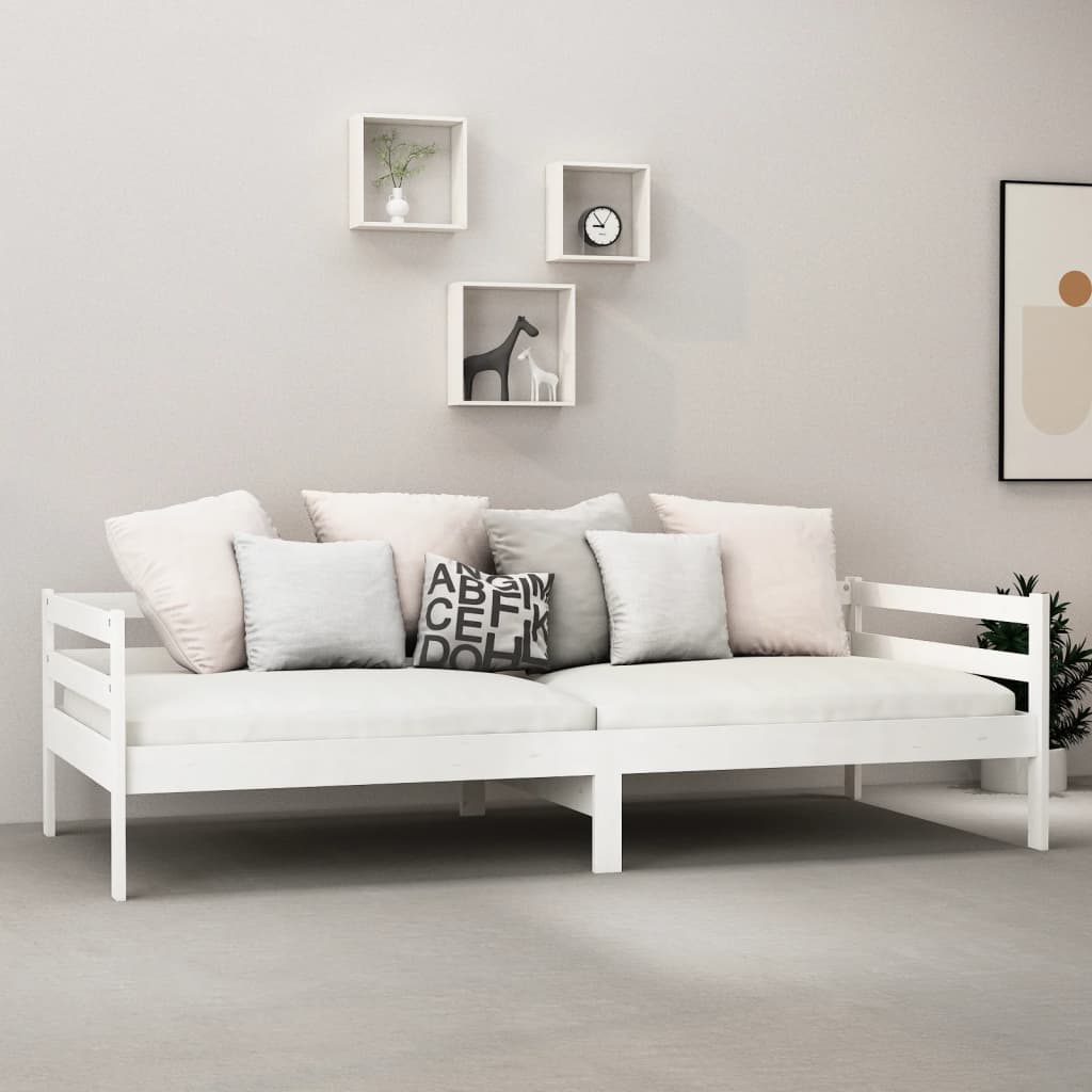 Dnevni ležaj od masivne borovine bijeli 90 x 200 cm