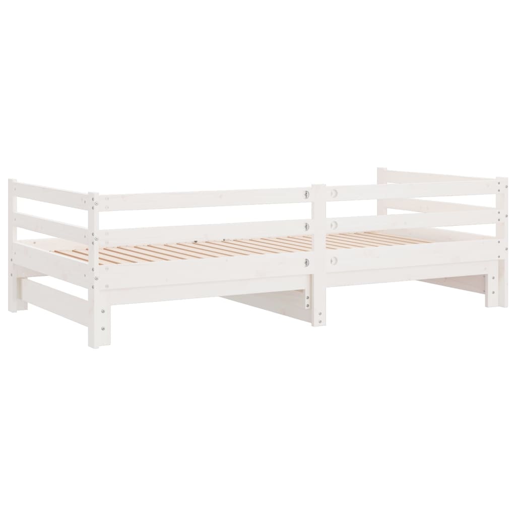 Dnevni ležaj na izvlačenje bijeli od borovine 2 x (90 x 200) cm