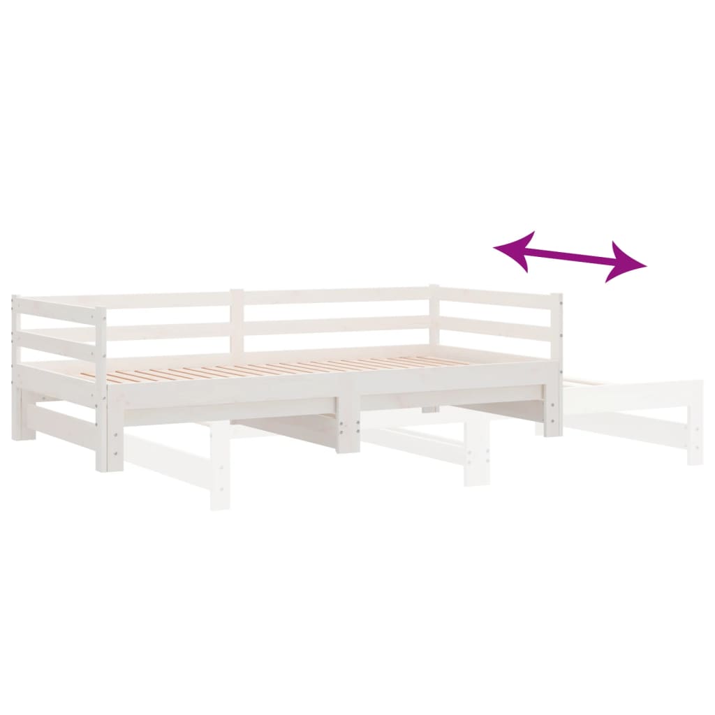 Dnevni ležaj na izvlačenje bijeli od borovine 2 x (90 x 200) cm