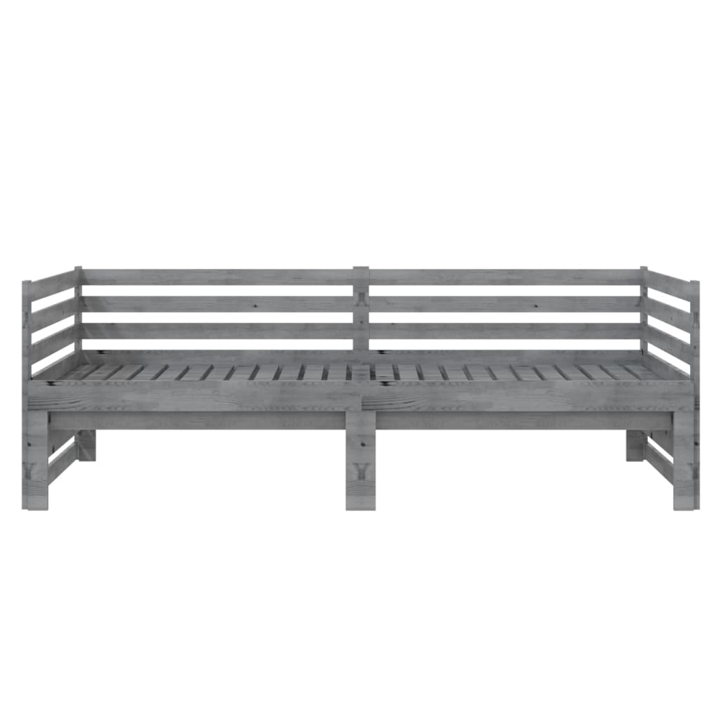 Dnevni ležaj na izvlačenje sivi od borovine 2 x (90 x 200) cm