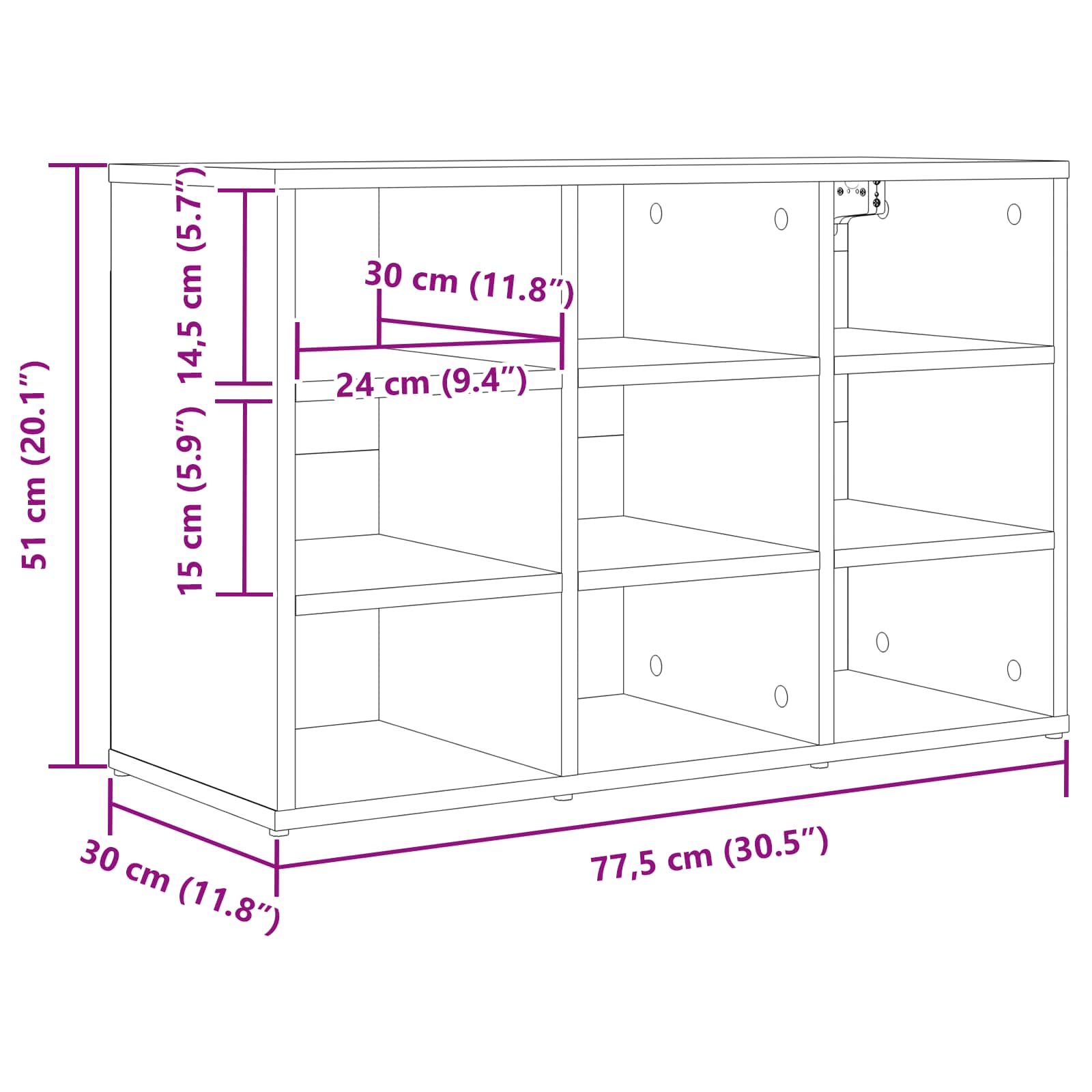 Ormar za cipele s policom Sonoma hrast 77,5 x 30 x 51 cm
