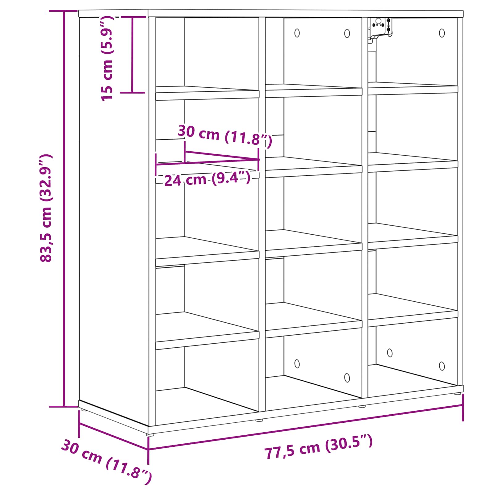 Ormar za cipele s policom Beton siva 77,5 x 30 x 83,5 cm