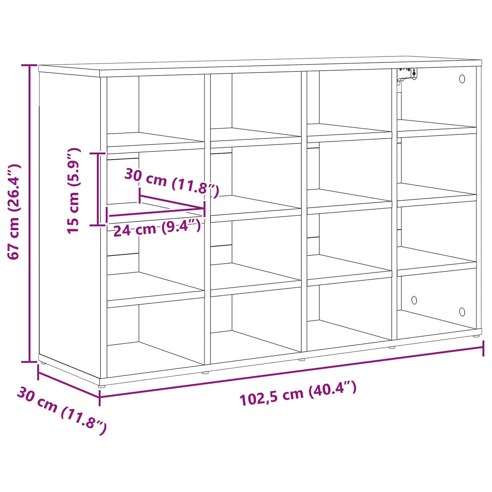 Ormar za cipele Sonoma hrast 103 x 30 x 67 cm Konstruirano drvo