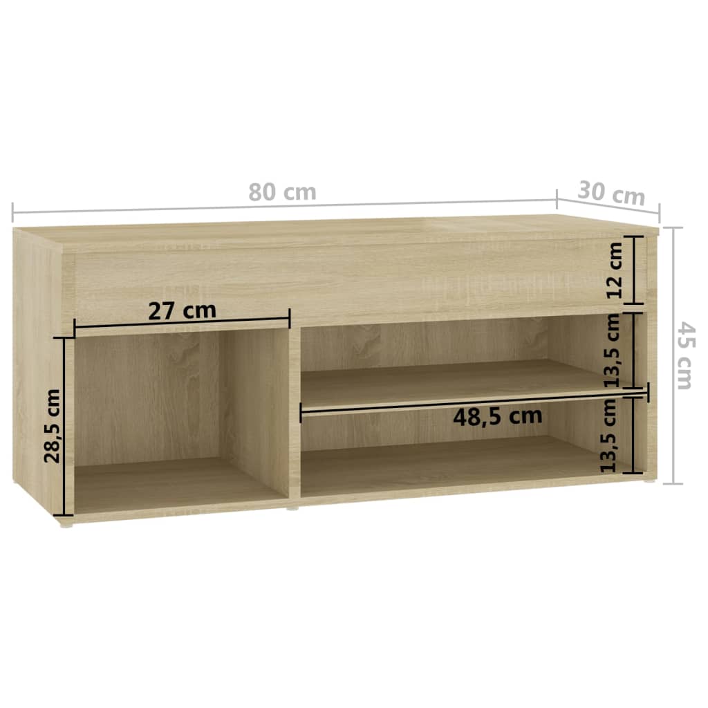 Klupa za cipele boja hrasta 80 x 30 x 45 cm konstruirano drvo