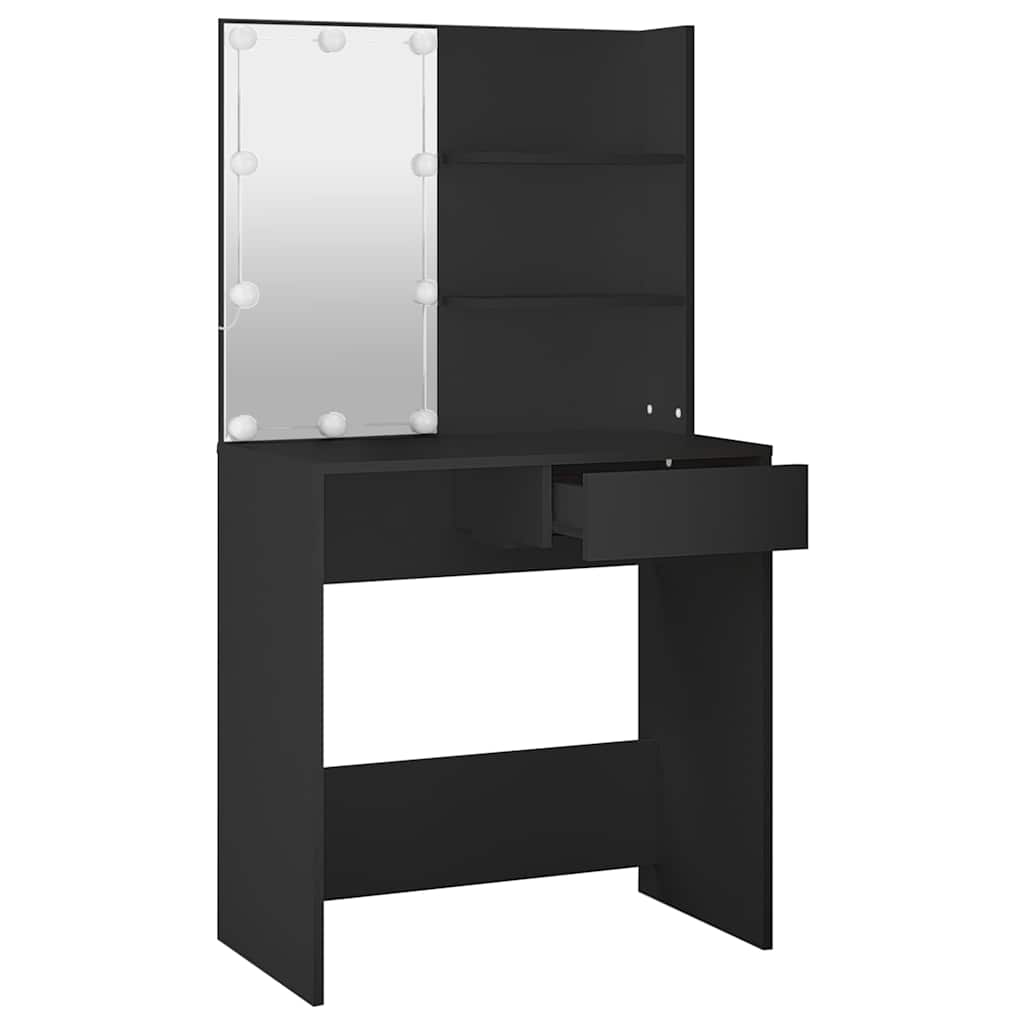 Toaletni stolić s LED svjetlima crni 74,5 x 40 x 141 cm