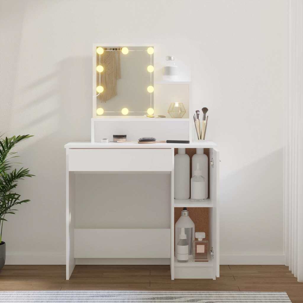 Toaletni stolić s LED svjetlima bijeli 86,5x35x136 cm