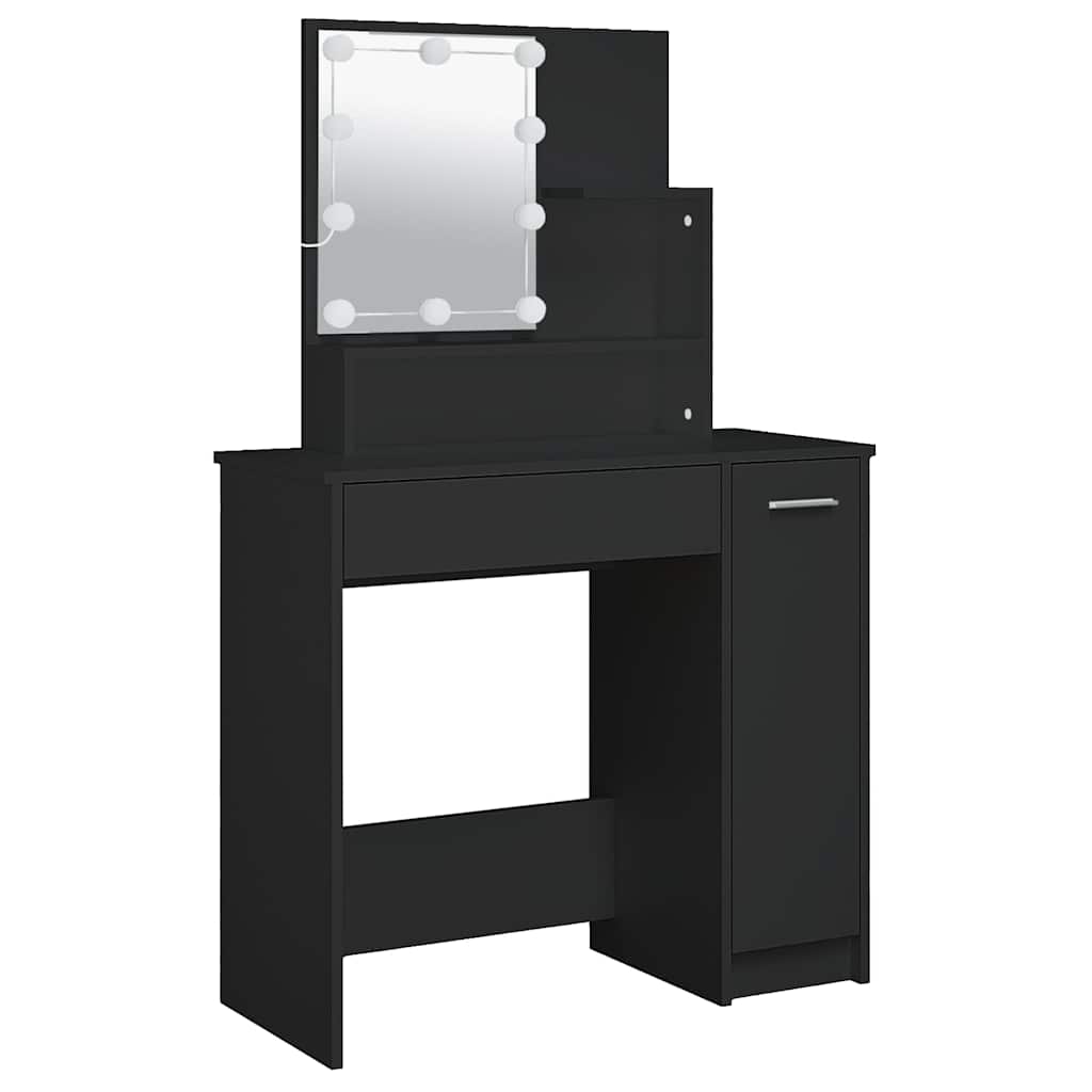 Toaletni stolić s LED svjetlima crni 86,5x35x136 cm