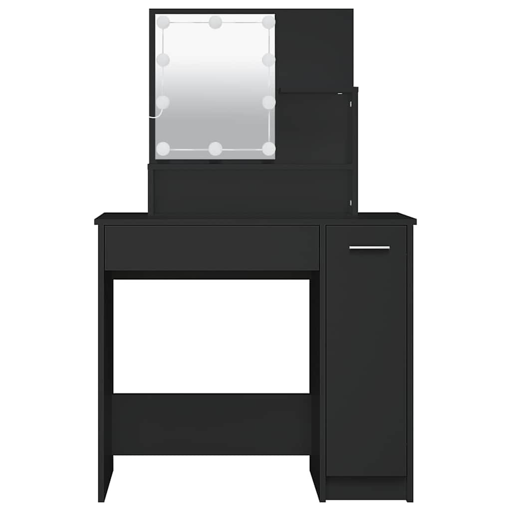 Toaletni stolić s LED svjetlima crni 86,5x35x136 cm