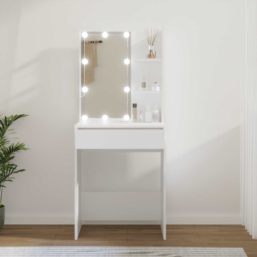 Toaletni stolić s LED svjetlima bijeli 60x40x140 cm