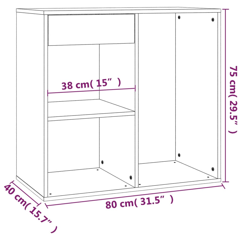 Kozmetički ormarić boja hrasta 80x40x75 cm konstruirano drvo