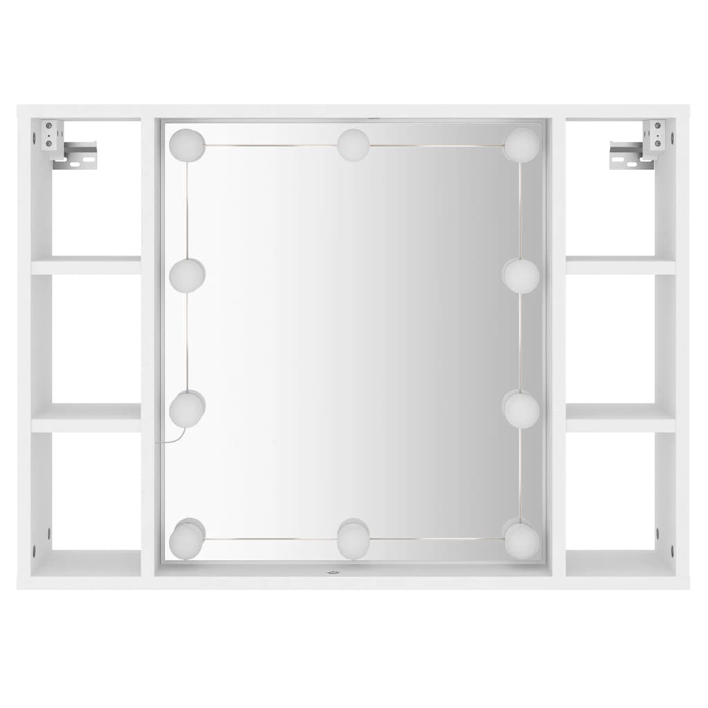 Ormarić s ogledalom i LED svjetlima bijeli 76 x 15 x 55 cm