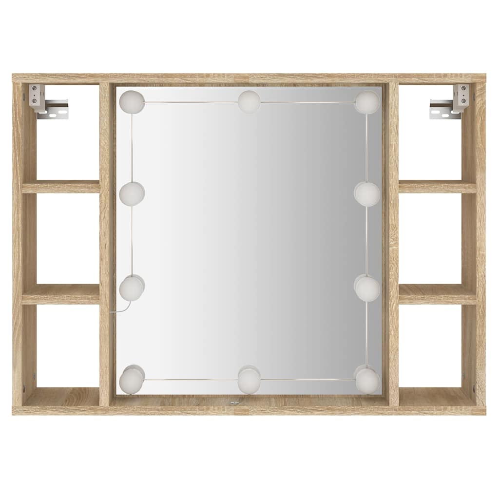 Ormarić s ogledalom LED boja hrasta sonome 76 x 15 x 55 cm