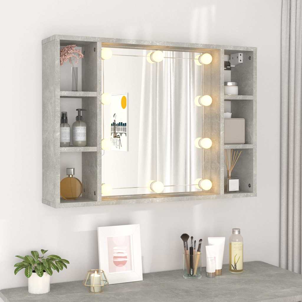 Kupaonski ormarić s ogledalom LED boja betona 76 x 15 x 55 cm