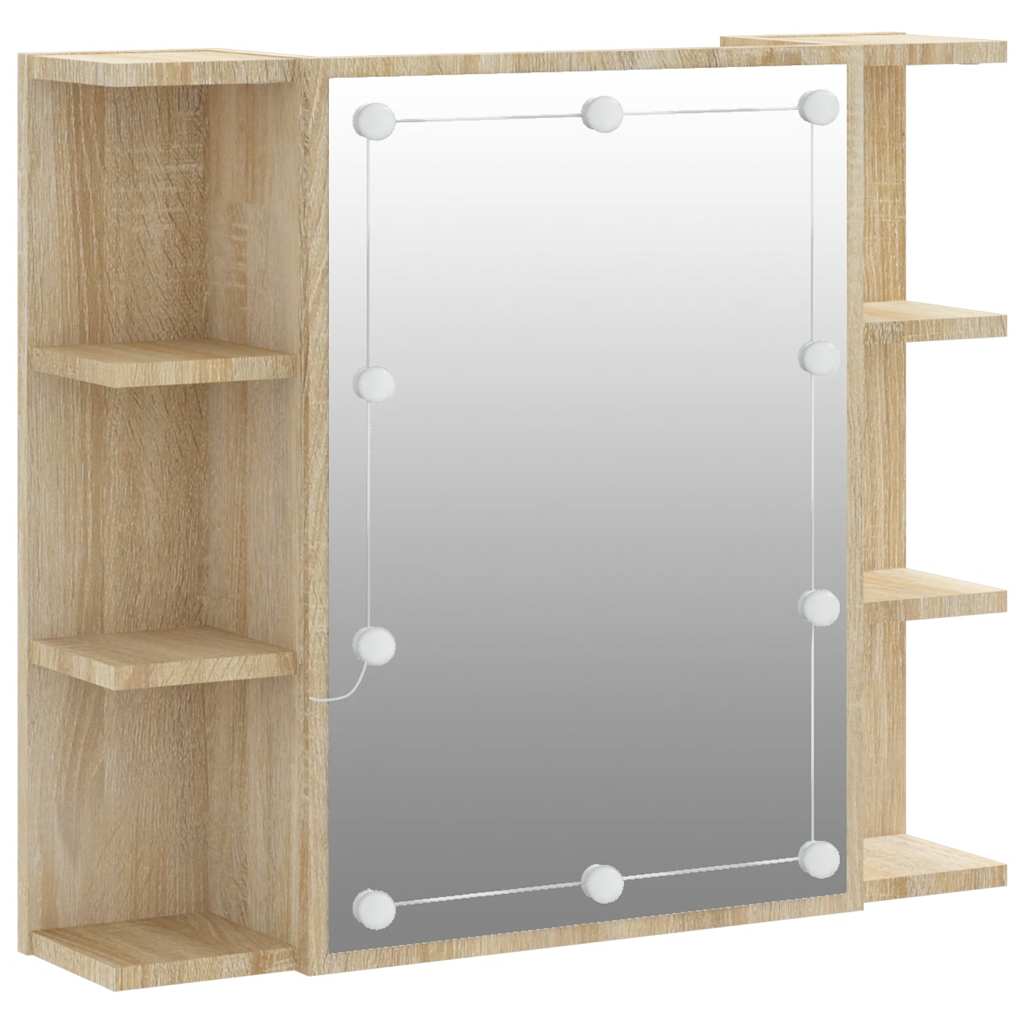 Ormarić s ogledalom LED boja hrasta sonome 70 x 16,5 x 60 cm