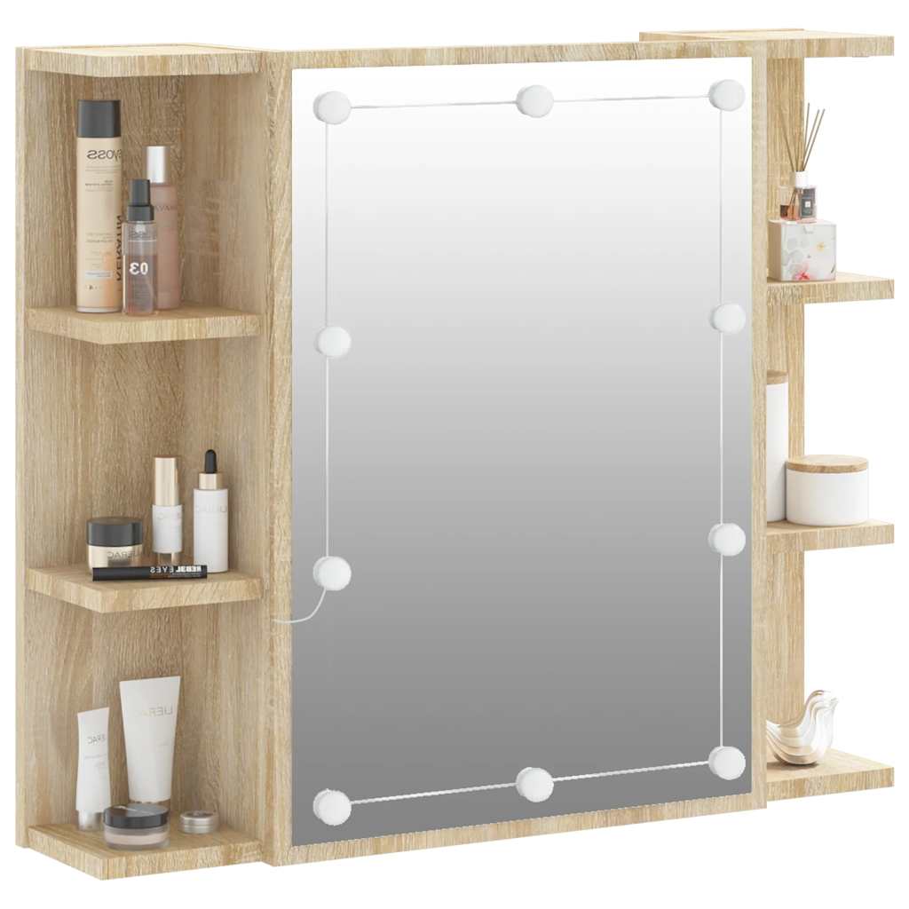 Ormarić s ogledalom LED boja hrasta sonome 70 x 16,5 x 60 cm