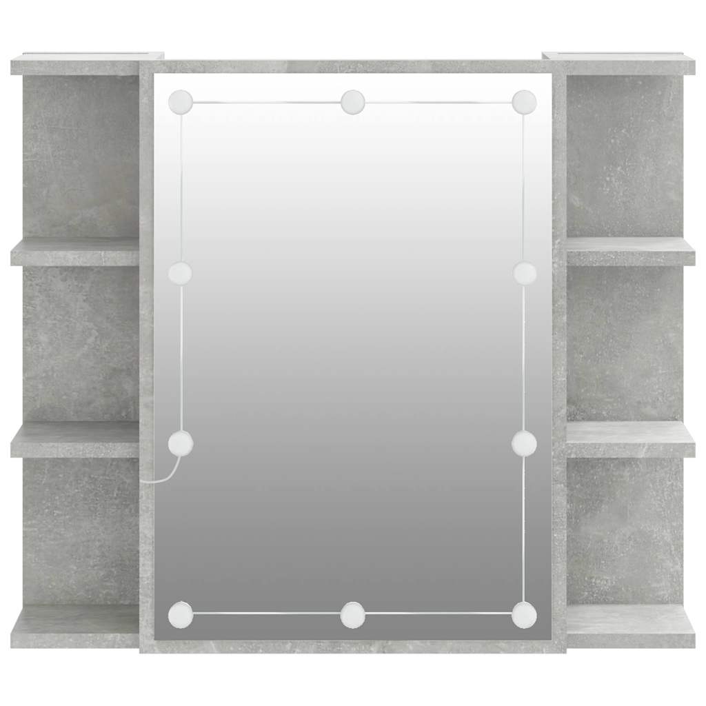 Ormarić s ogledalom i LED svjetlima boja betona 70x16,5x60 cm