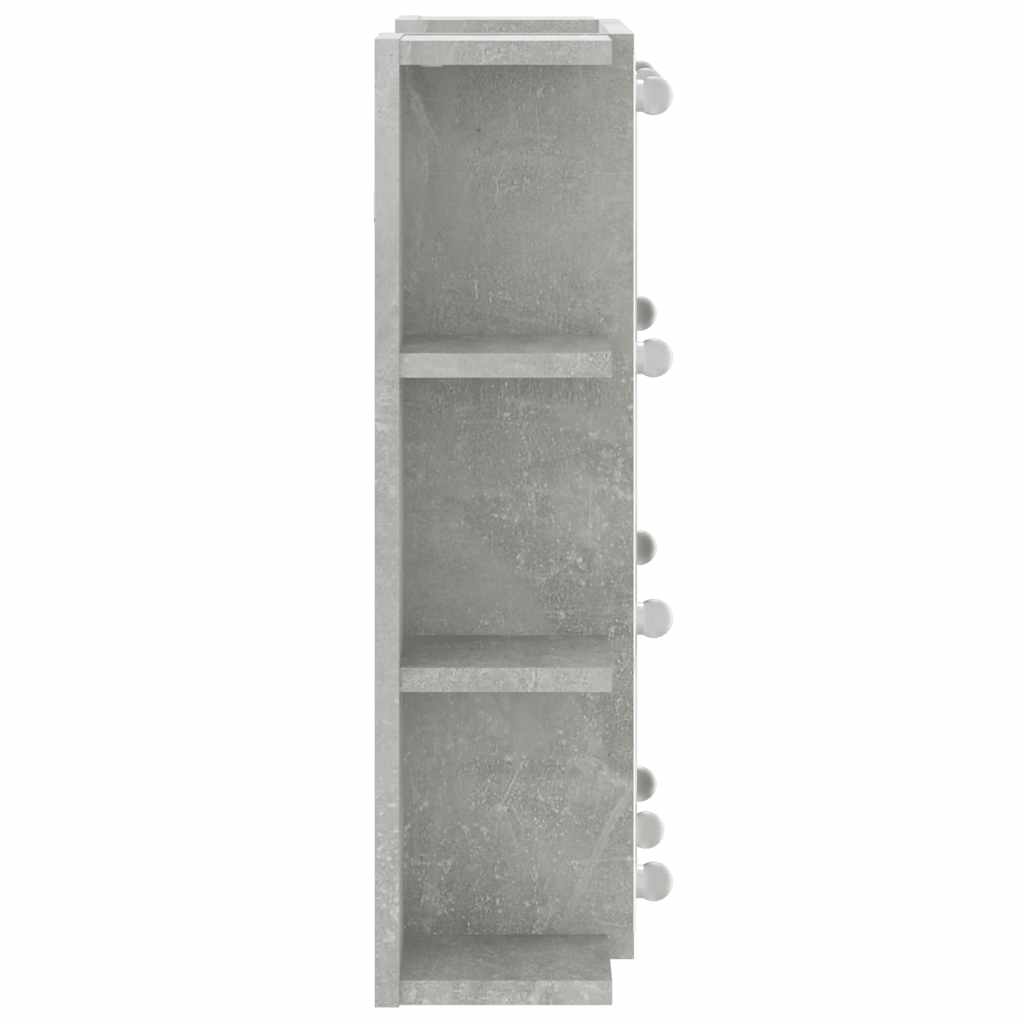 Ormarić s ogledalom i LED svjetlima boja betona 70x16,5x60 cm