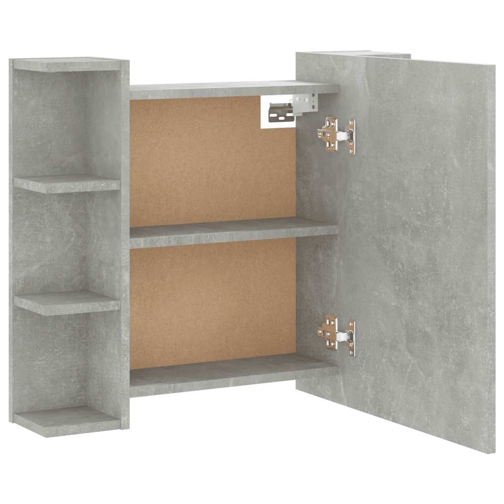 Ormarić s ogledalom i LED svjetlima boja betona 70x16,5x60 cm