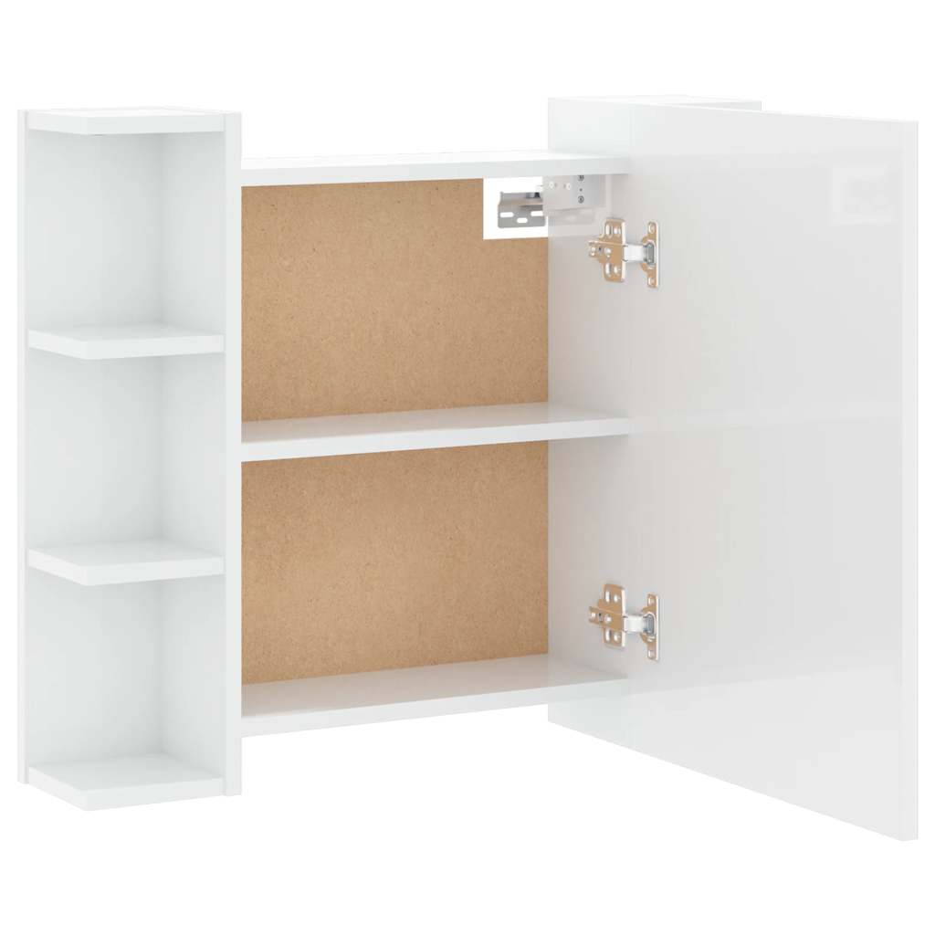 Ormarić s ogledalom i LED svjetlima sjajni bijeli 70x16,5x60 cm