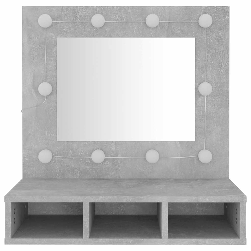 Kupaonski ormarić s LED ogledalom boja betona 60 x 31,5 x 62 cm