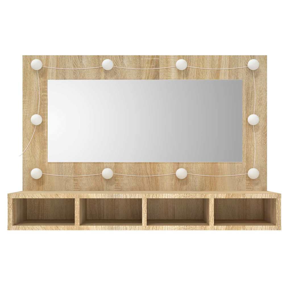 Ormarić s ogledalom LED boja hrasta sonome 90 x 31,5 x 62 cm