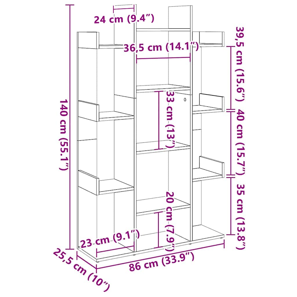 Ormarić za knjige boja betona 86x25,5x140 cm konstruirano drvo
