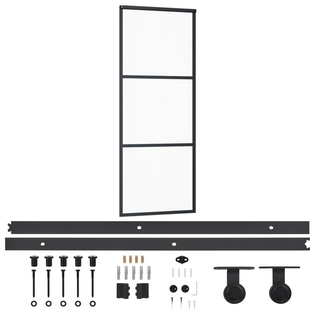 Klizna vrata s priborom ESG staklo i aluminij 76 x 205 cm
