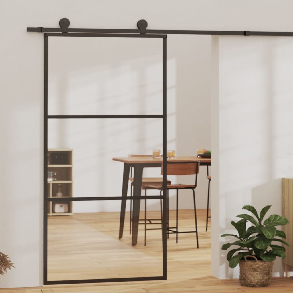 Klizna vrata s priborom ESG staklo i aluminij 102 x 205 cm