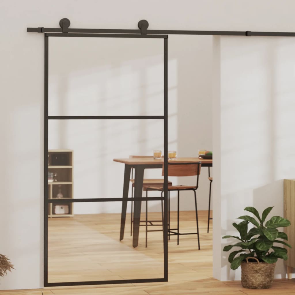 Klizna vrata s priborom ESG staklo i aluminij 102 x 205 cm