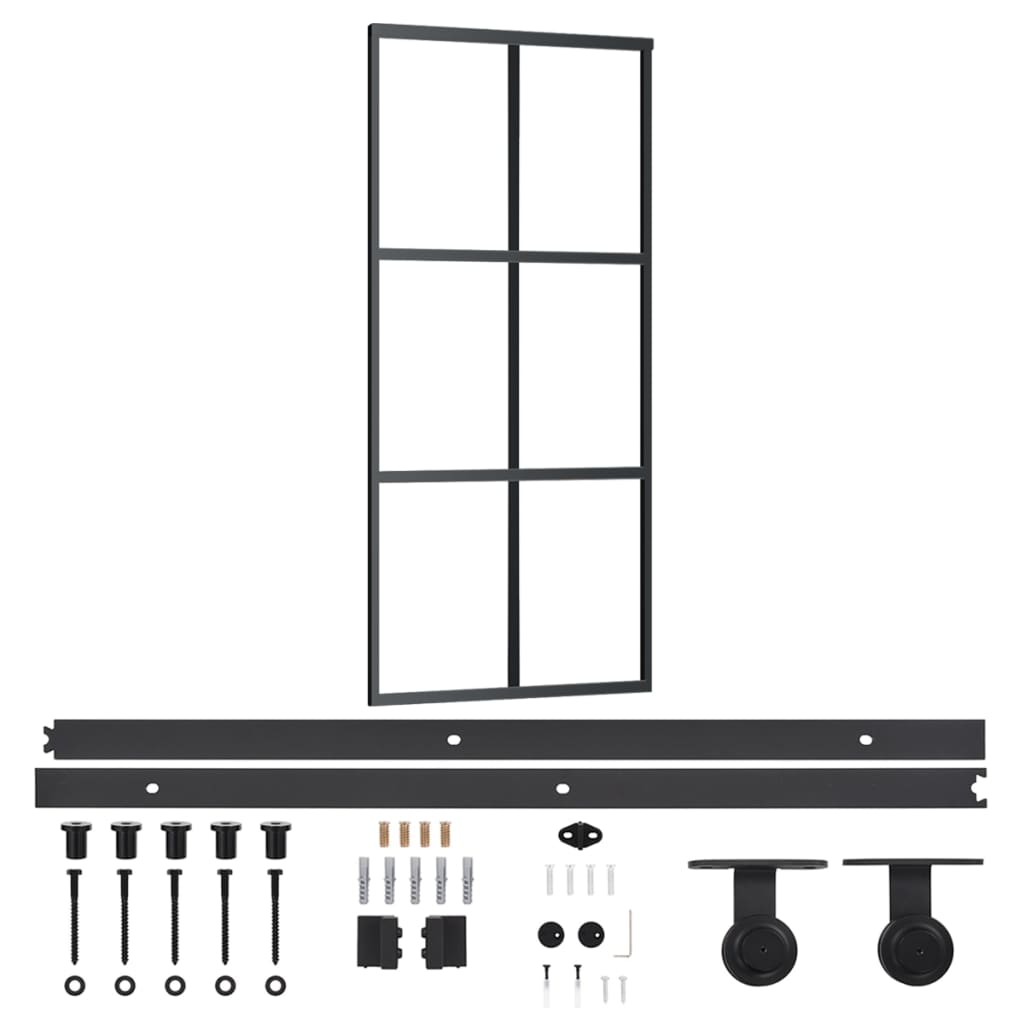 Klizna vrata s priborom ESG staklo i aluminij 90 x 205 cm