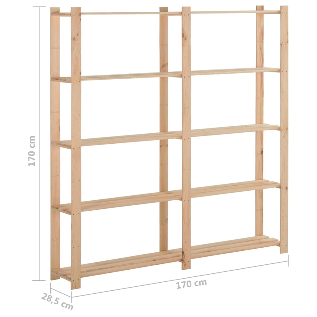 Stalak za pohranu s 5 razina 170x28,5x170 cm masivna borovina