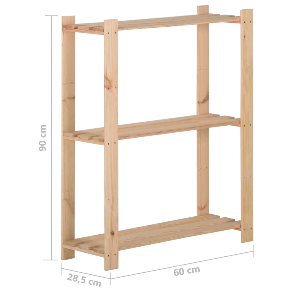 Stalak za pohranu s 3 razine 60 x 28,5 x 90 cm masivna borovina