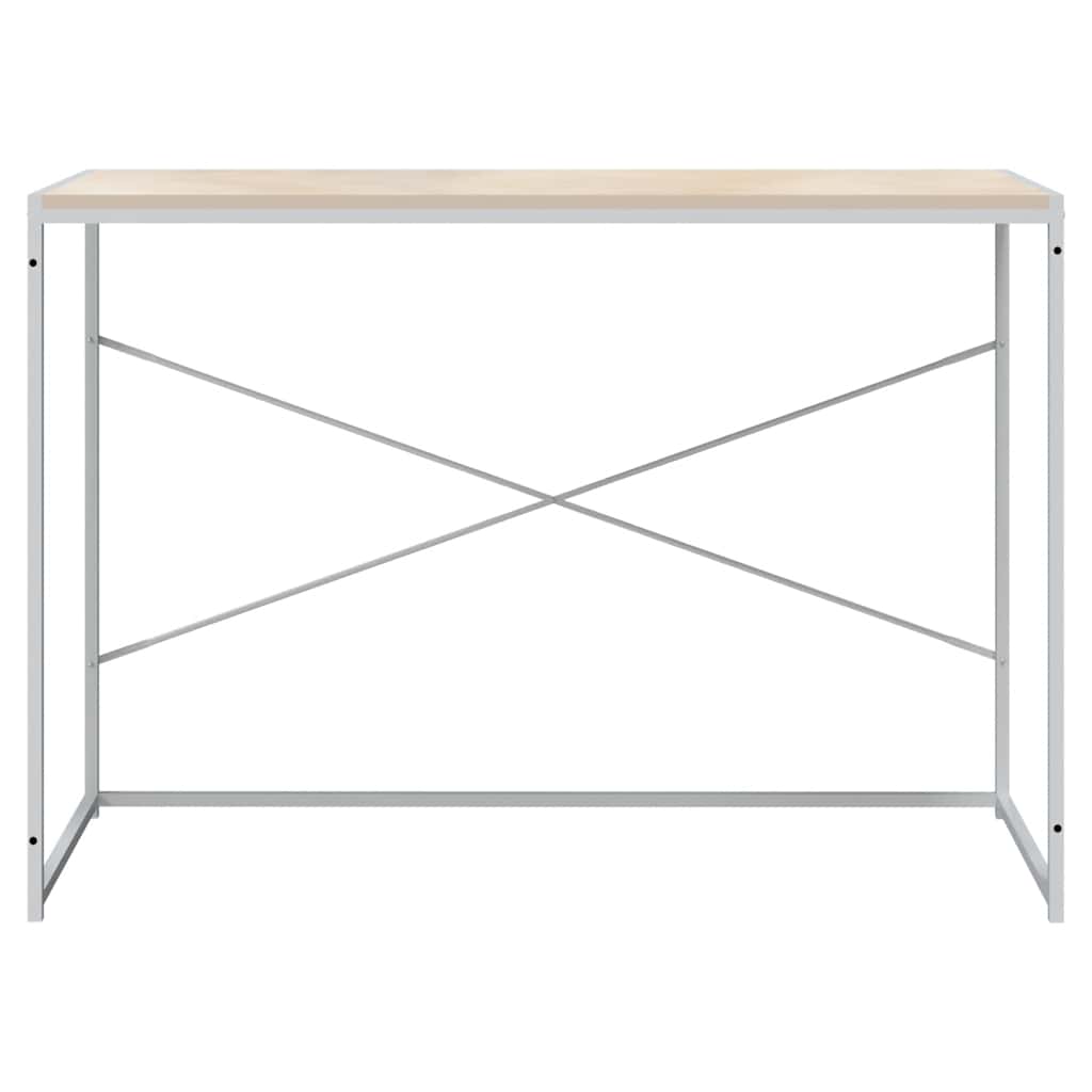 Stol za računalo bijeli i hrast 110x60x70 cm konstruirano drvo