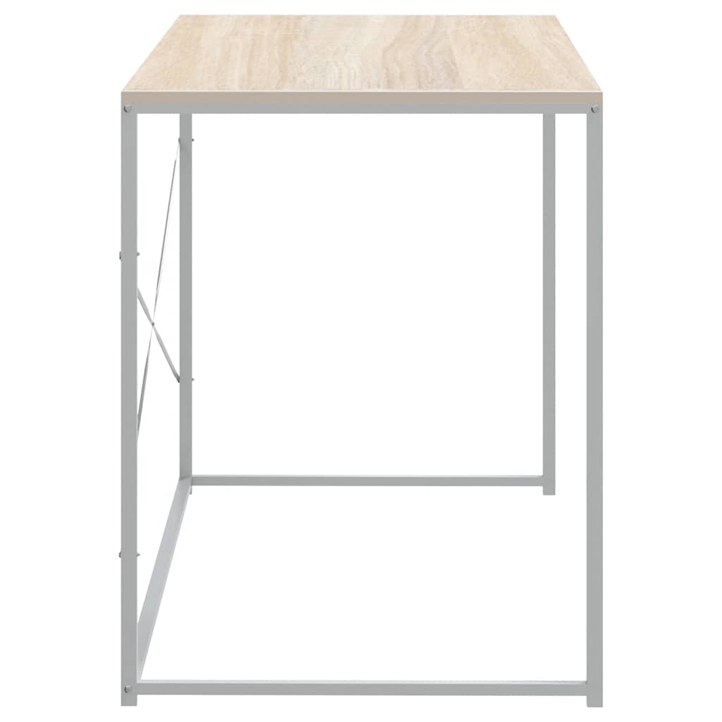 Stol za računalo bijeli i hrast 110x60x70 cm konstruirano drvo