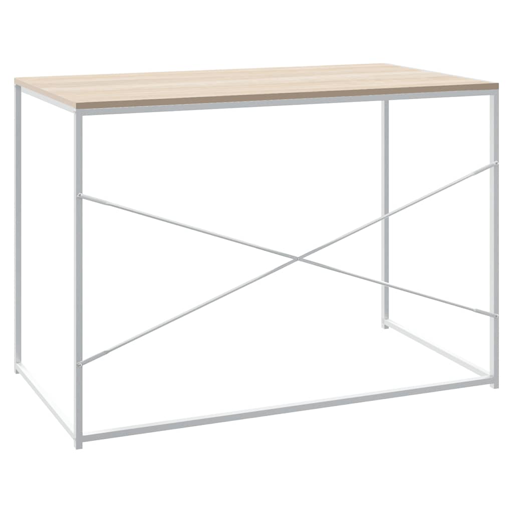 Stol za računalo bijeli i hrast 110x60x70 cm konstruirano drvo