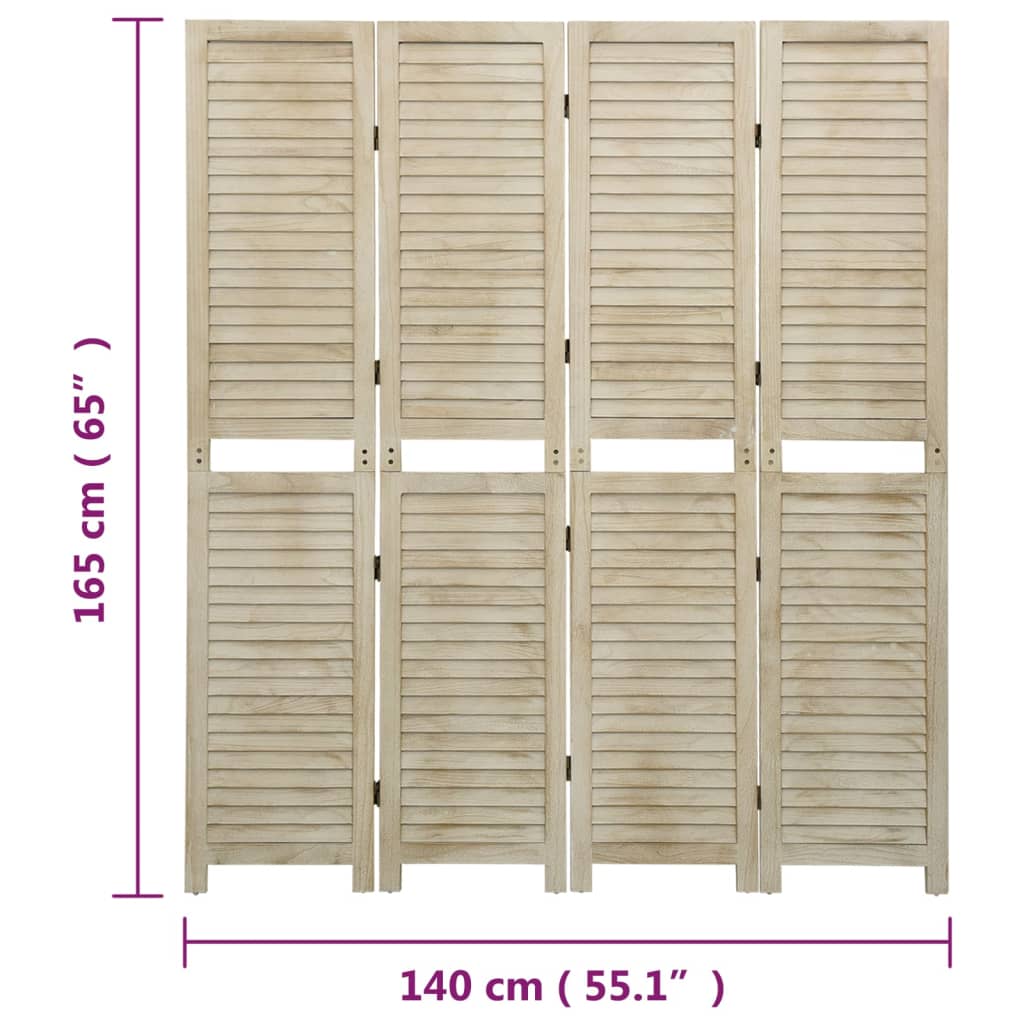 Sobna pregrada s 4 panela 140 x 165 cm masivno drvo paulovnije