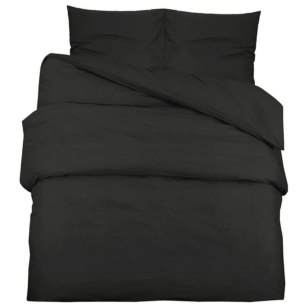 Set posteljine za poplun crni 155x220 cm lagana mikrovlakna