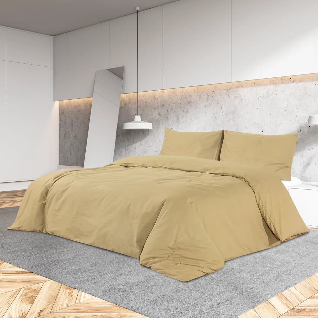 Set posteljine za poplun smeđesivi 200x200cm lagana mikrovlakna