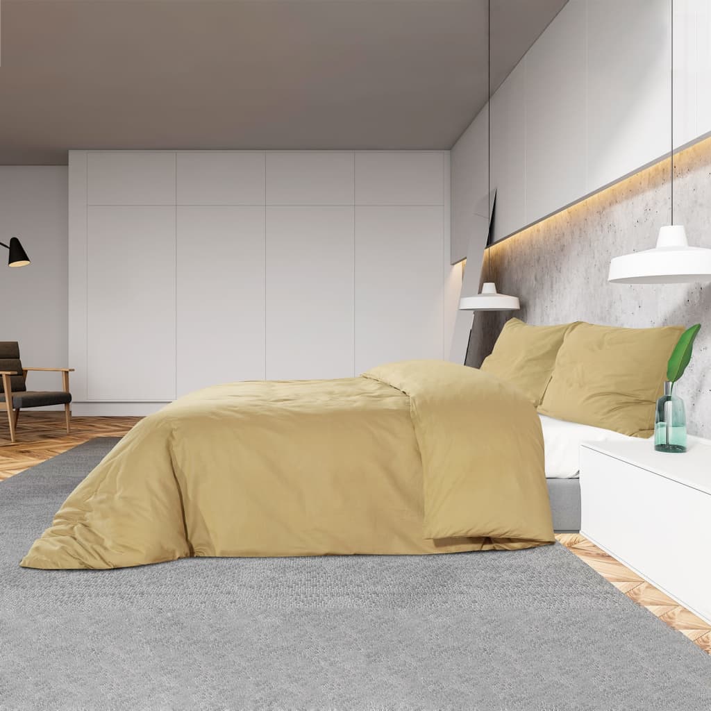 Set posteljine za poplun smeđesivi 200x200cm lagana mikrovlakna