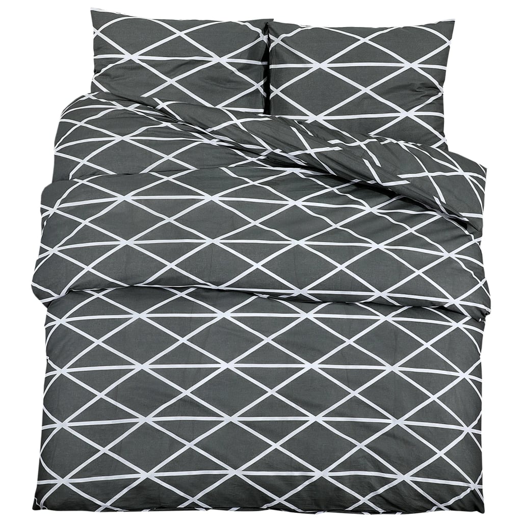 Set posteljine za poplun sivi 220 x 240 cm pamučni