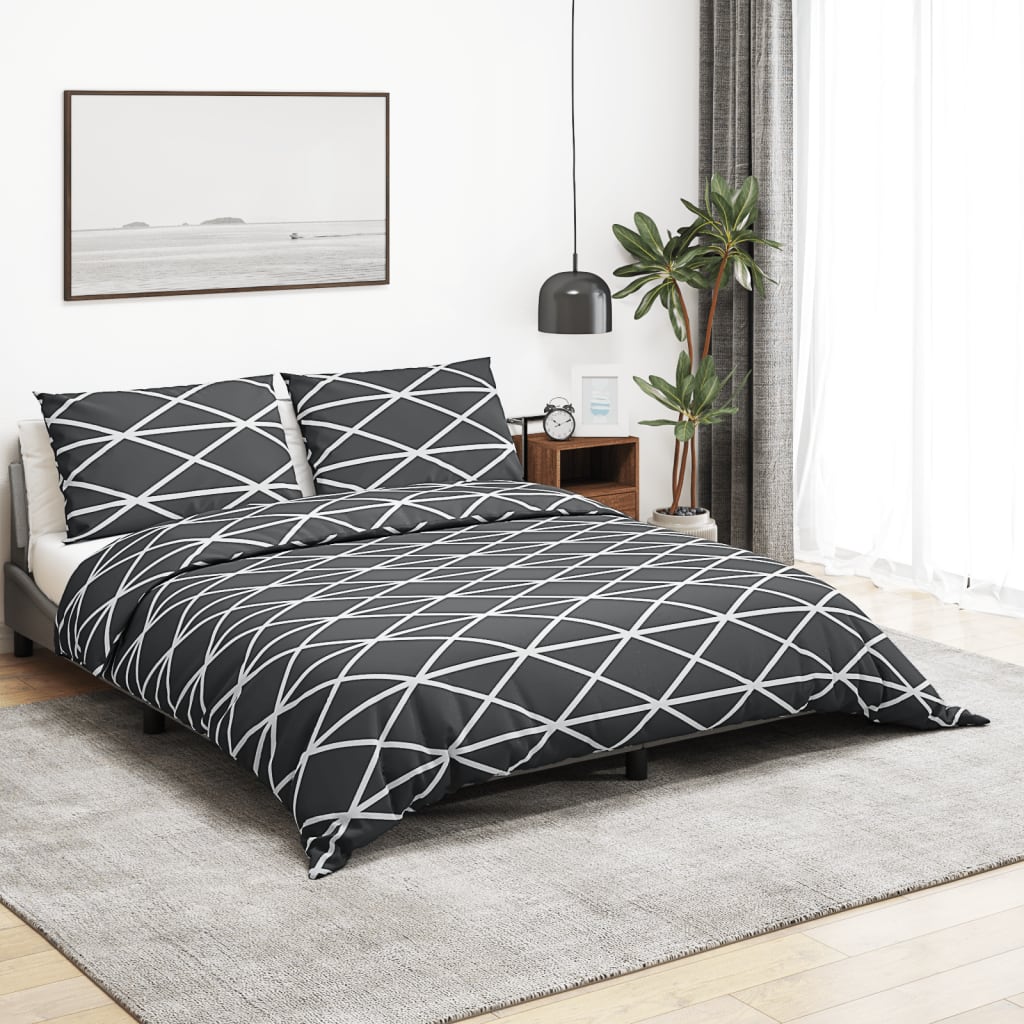 Set posteljine za poplun sivi 135 x 200 cm pamučni