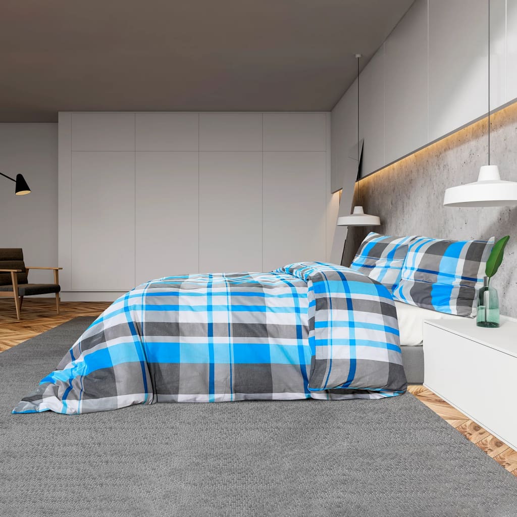 Set posteljine za poplun plavo-sivi 240x220 cm pamučni