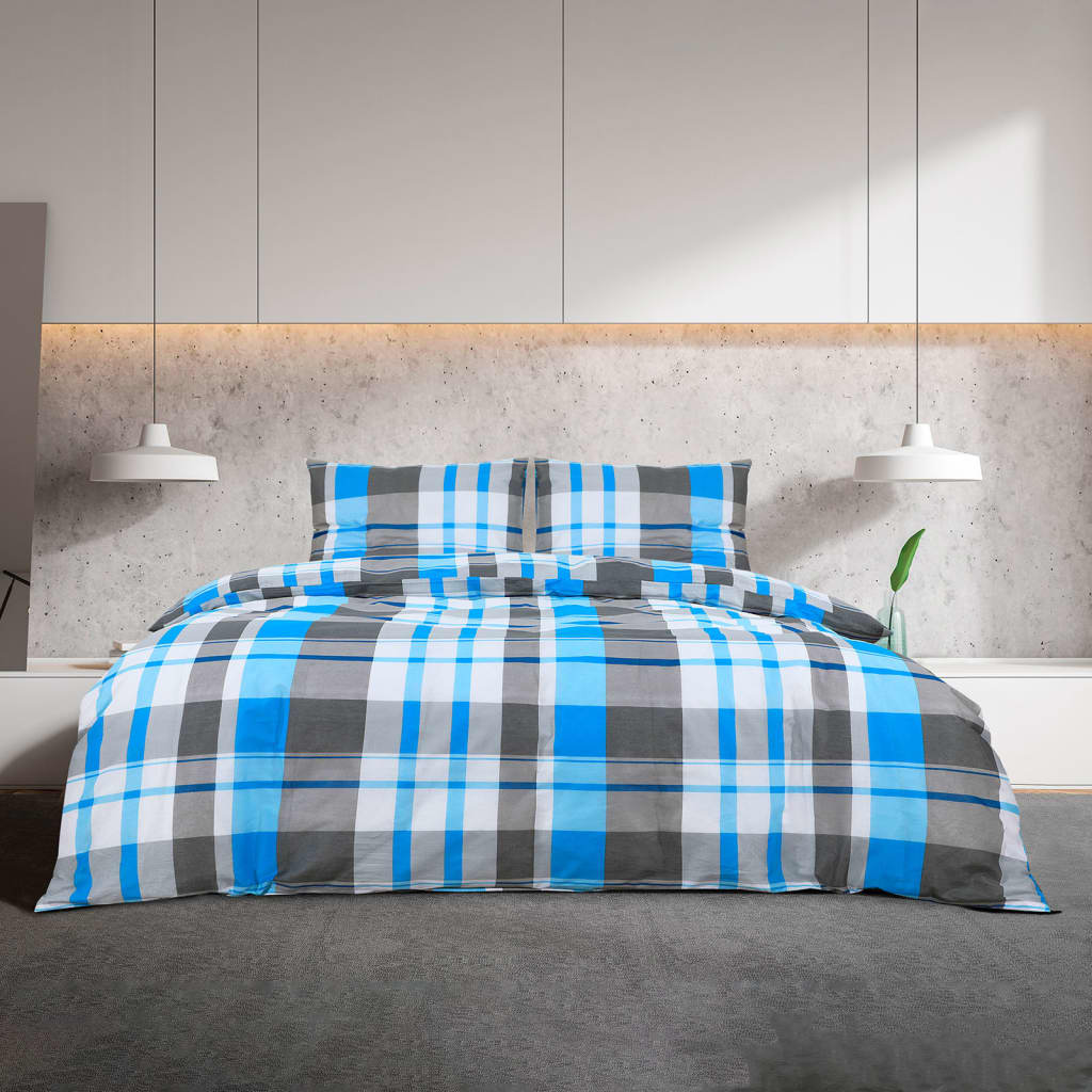Set posteljine za poplun plavo-sivi 220x240 cm pamučni