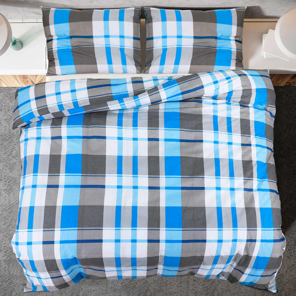 Set posteljine za poplun plavo-sivi 220x240 cm pamučni
