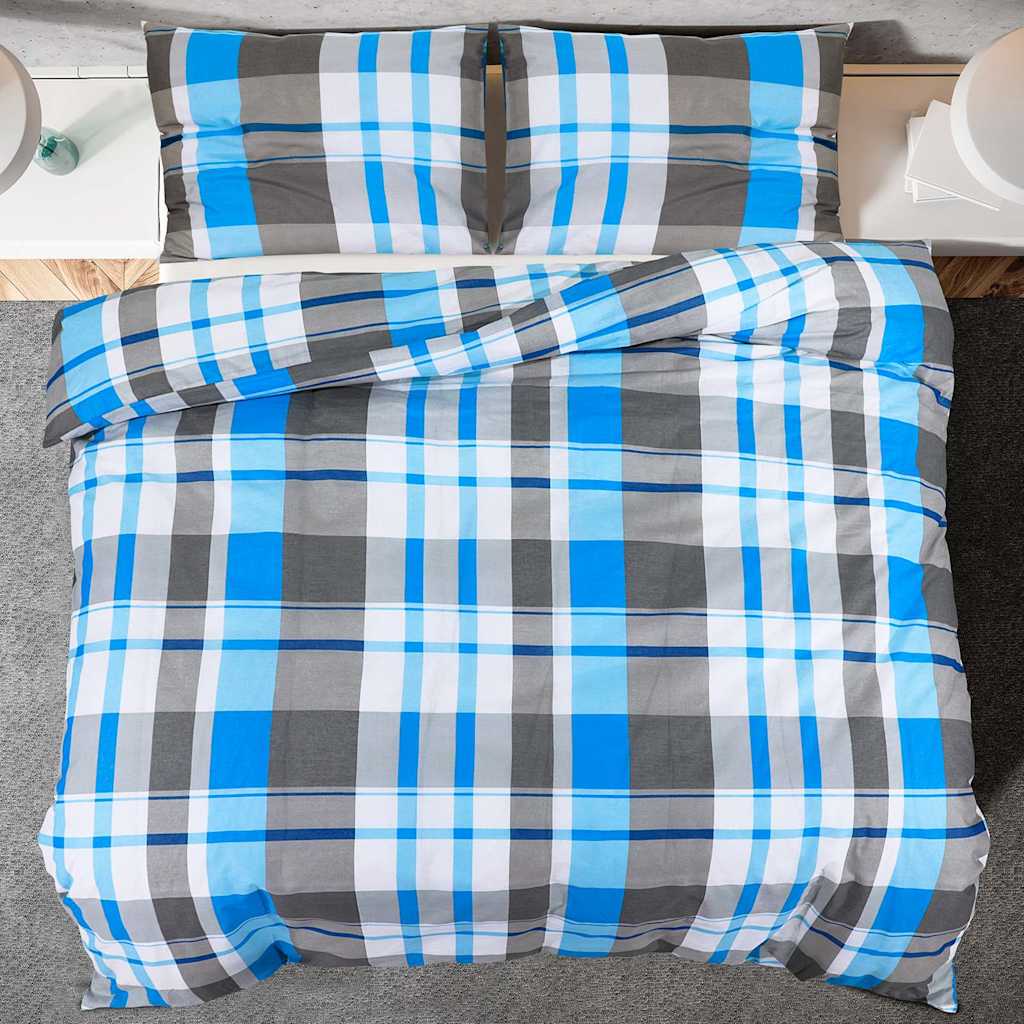 Set posteljine za poplun plavo-sivi 260x240 cm pamučni