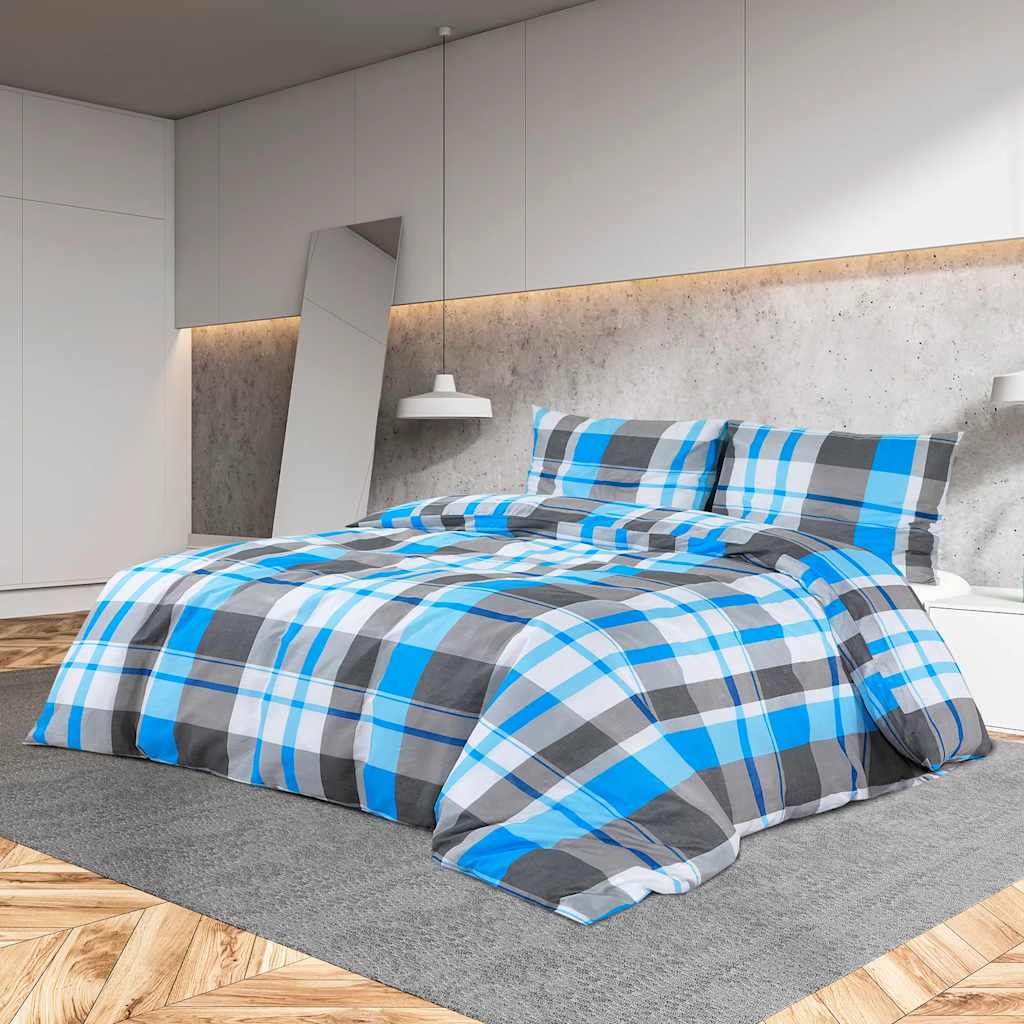 Set posteljine za poplun plavo-sivi 260x240 cm pamučni